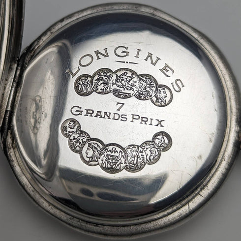 Around 1925 Vintage Longines pocket watch silver side hunter case works well